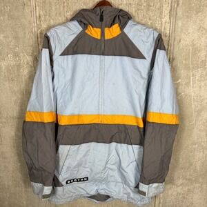 Burton Dryride Snowboard Jacket Mens Medium Blue Grey Yellow Colorblock Anorak